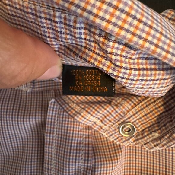 Ben Sherman Orange & Blue Check Western-Style Button-Up Shirt, Size Small - Picture 5 of 9